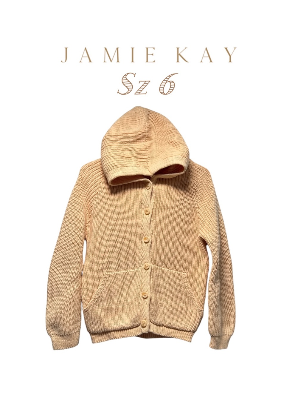 Jamie Kay Knit Hooded Cardigan - Size 6 peach color